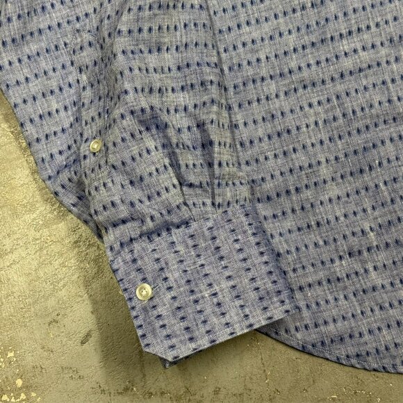 Pal Zileri 100% Linen Dress Shirt Made in Italy Long Sleeve Dot 42 16 1/2 Large - Picture 3 of 9